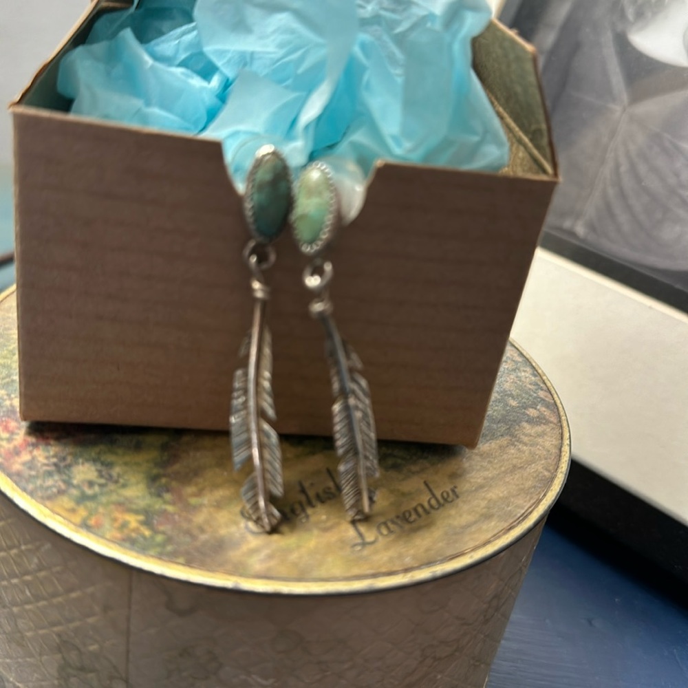 Silver turquoise handcrafted earrings